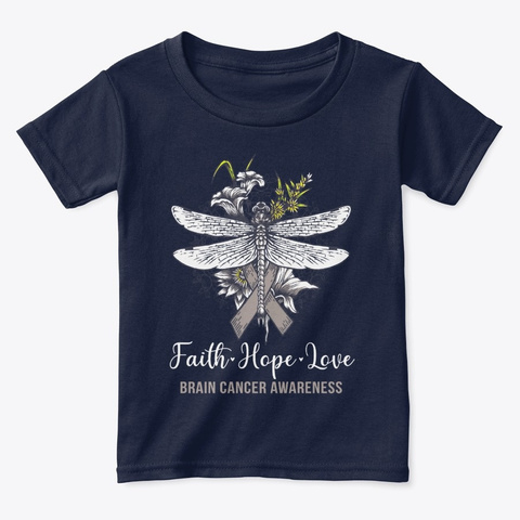 Faith Hope Love Brain Cancer Awareness Navy  T-Shirt Front