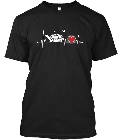 Turtles Heart Beat Black T-Shirt Front