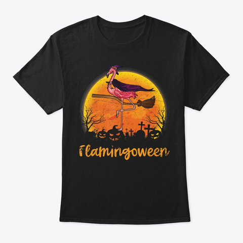 Flamingo Halloween Flamingoweens Black T-Shirt Front