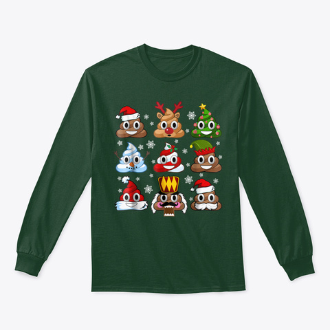 Poop Emoji Christmas Holiday T Shirt Gif Forest Green T-Shirt Front