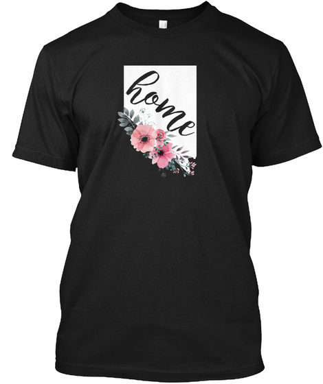 Nevada Flower   Born Native State Black T-Shirt Front