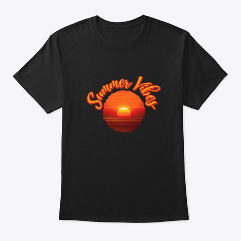 Retro Tropical Sunset Background Summer  Black T-Shirt Front
