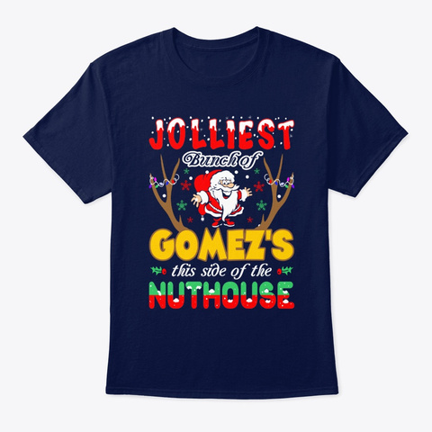 Jolliest Bunch Of Gomezs Christmas Navy T-Shirt Front