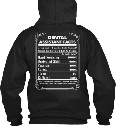 Dental Assistant Facts Black T-Shirt Back