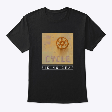 Cycle Biking Gear Design Black T-Shirt Front