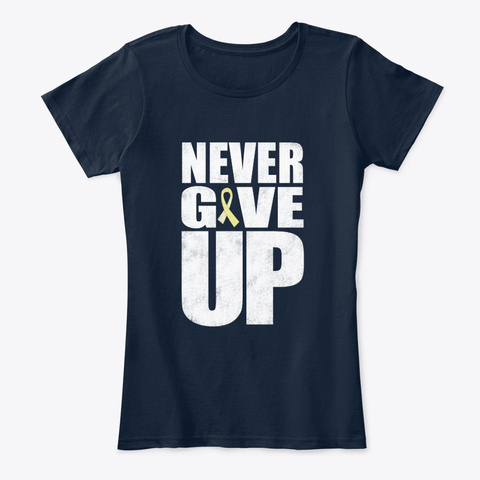 Childhood Cancer Awareness Never Give Up New Navy T-Shirt Front