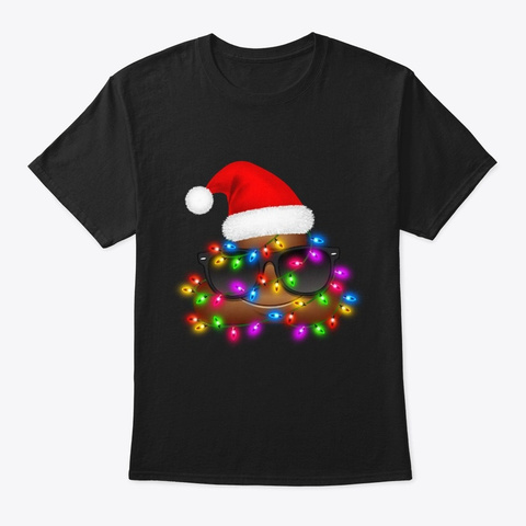 Poop Emoji Candy Christmas Light Holiday Black T-Shirt Front