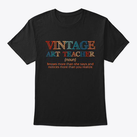 Vintage Art Teacher Definition Black T-Shirt Front