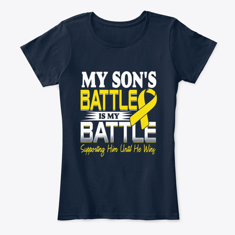 Childhood Cancer Awareness  My Son Batte New Navy T-Shirt Front