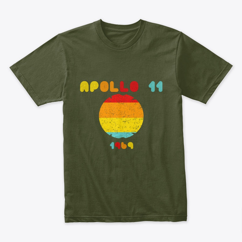 Vintage Apollo 11 1969 Military Green T-Shirt Front