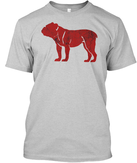English Bulldog Red Silhouette Shirts Light Steel T-Shirt Front