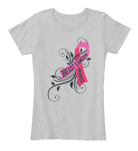 Breast Cancer Awareness Light Heather Grey T-Shirt Front