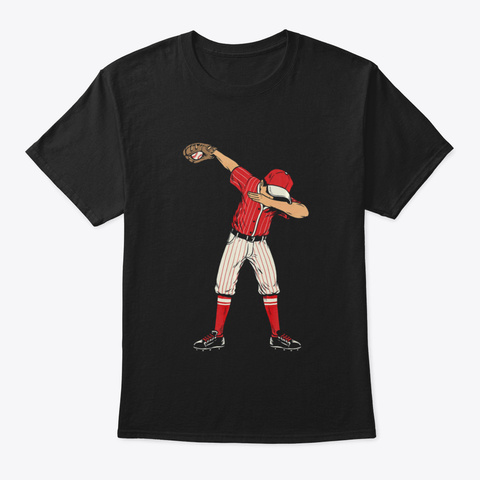 Dabbing Baseball Catcher Gift Shirt Men  Black T-Shirt Front