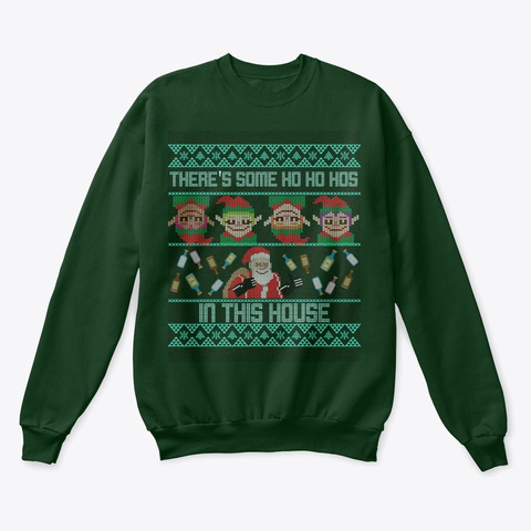 Wap   Elves Santa Ugly Christmas Sweater Deep Forest  T-Shirt Front