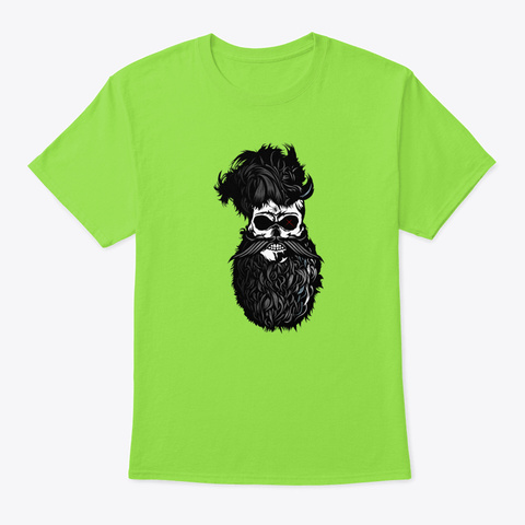 Spider   Skull Bearded Hipster Beard Be Lime T-Shirt Front