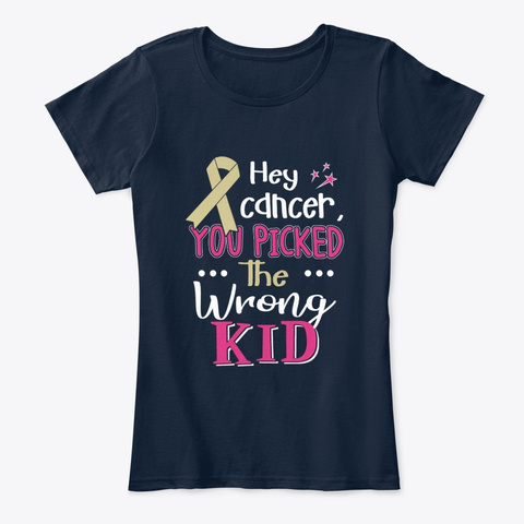 Childhood Cancer Awareness Wrong Kid New Navy Camiseta Front