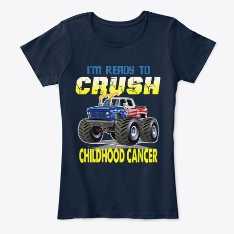 Crush Childhood Cancer Shirt New Navy T-Shirt Front