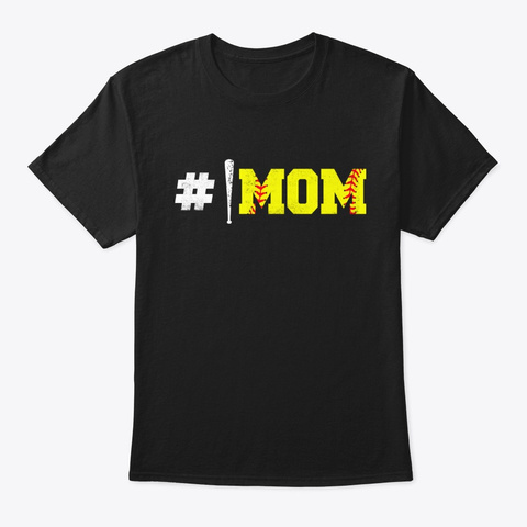 Softball Player T Shirt Softball  Mom Black T-Shirt Front
