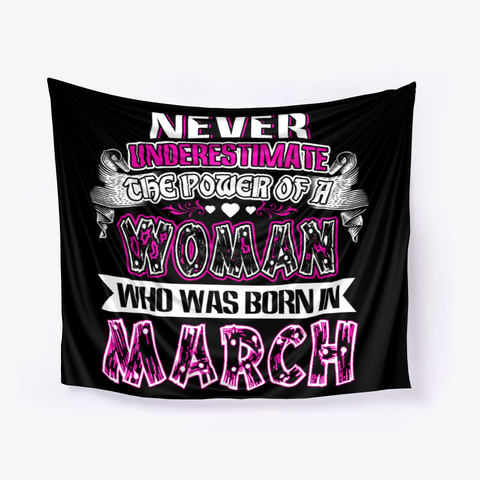 Woman Born In March Tapestries Black áo T-Shirt Front