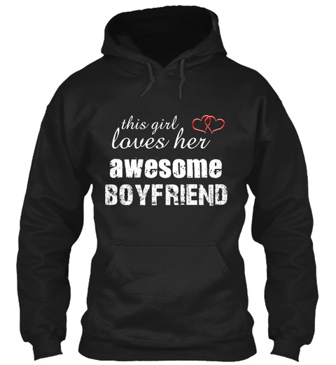 This Girl Loves Her Awesome Boyfriend Black T-Shirt Front