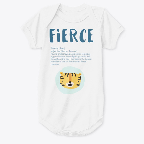 Fierce Baby Tiger Onesie White Camiseta Front