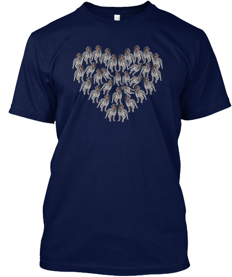 Wirehaired Pointing Valentine's T Shirt Navy T-Shirt Front