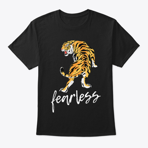 Fearless Brave Japanese Tiger Gift T Shi Black T-Shirt Front