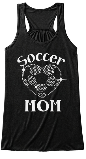 Soccer Loving Mom Black T-Shirt Front