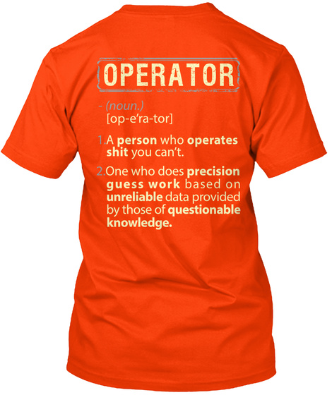 Operator Orange T-Shirt Back