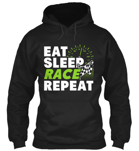 Eat Sleep Race Repeat Black T-Shirt Front