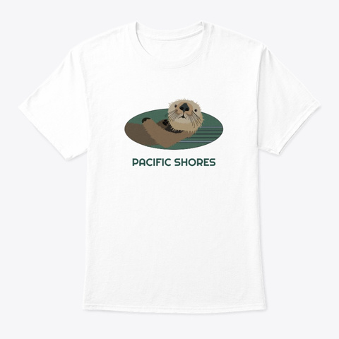 Pacific Shores Ca Otter Pnw Tribal White T-Shirt Front