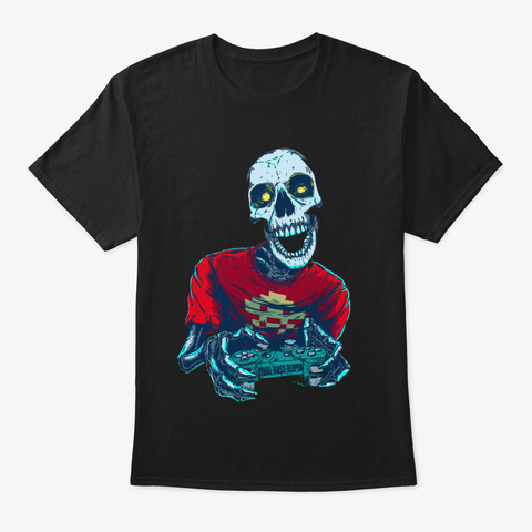 Skeleton In Red Art Drawing Skeleto Black T-Shirt Front