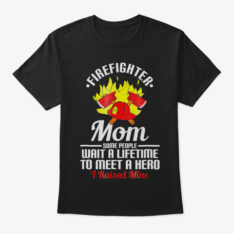 Firefighter Mom Shirt Christmas Mom And  Black T-Shirt Front