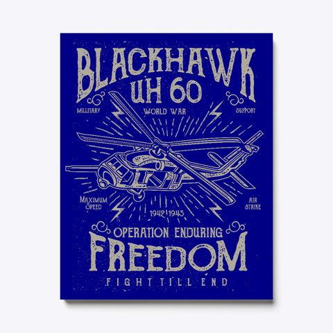 Black Hawk Military Lovers Canvas Print Deep Navy T-Shirt Front