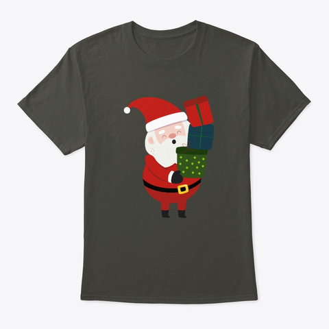Santa Claus In His Red Hat Putting Smoke Gray T-Shirt Front