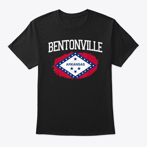 Bentonville Ar Arkansas Flag Vintage Usa Black T-Shirt Front