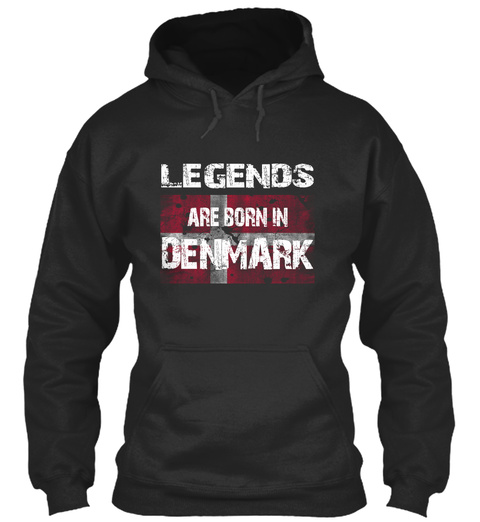 Legends Are Born In Denmark Jet Black T-Shirt Front