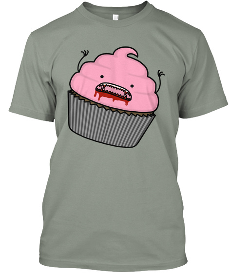 Cannibal Cupcake By Natalie Dee Grey T-Shirt Front