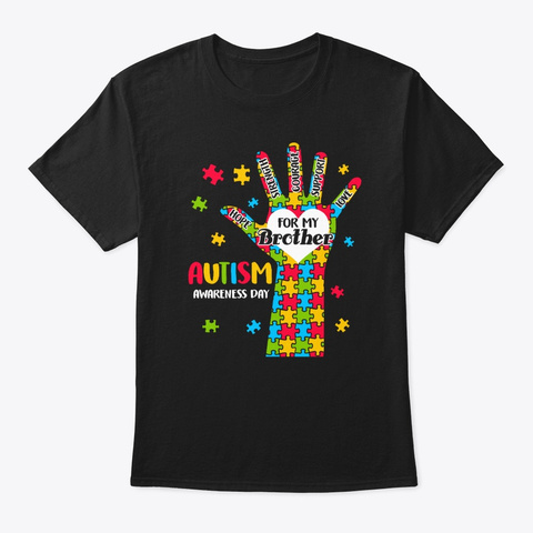 Hand Puzzle Autism Awareness Gift Black T-Shirt Front