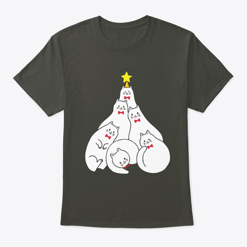 Cat Christmas Tree Smoke Gray T-Shirt Front
