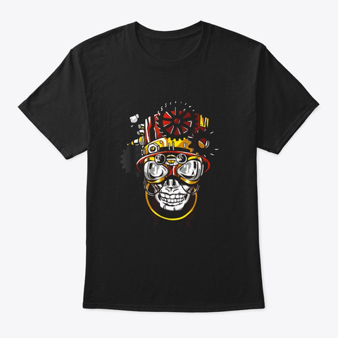 Steampunk Goggles Skull Head With Top Black T-Shirt Front