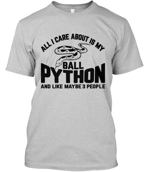 All I Care About Is My Ball Python And Like Maybe 3 People Light Steel T-Shirt Front