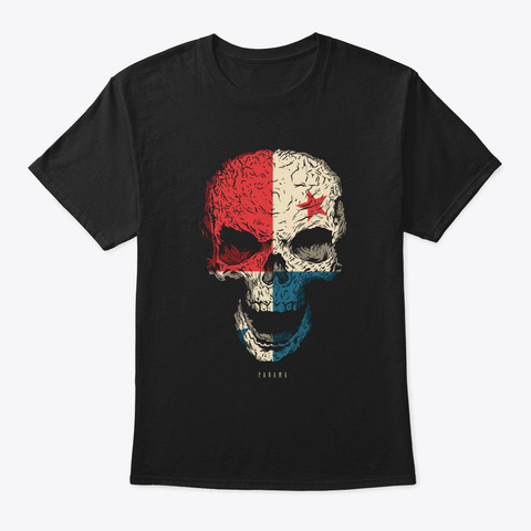 Skull Panama Flag Skeleton Black T-Shirt Front