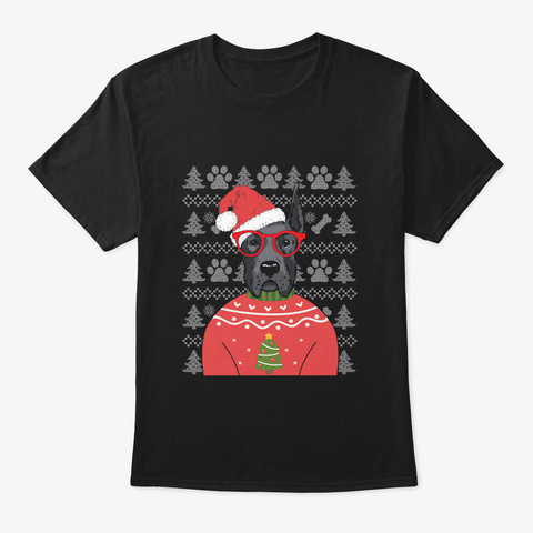Long Sleeve Great Dane Funny Christmas H Black Camiseta Front