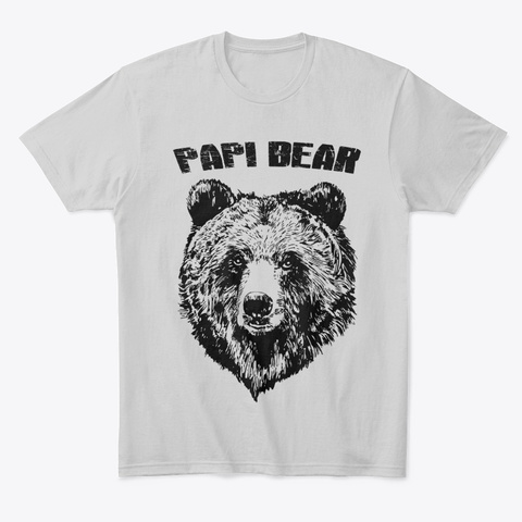 Men Papi Bear Shirt Animal Great Gift Light Heather Grey  Maglietta Front