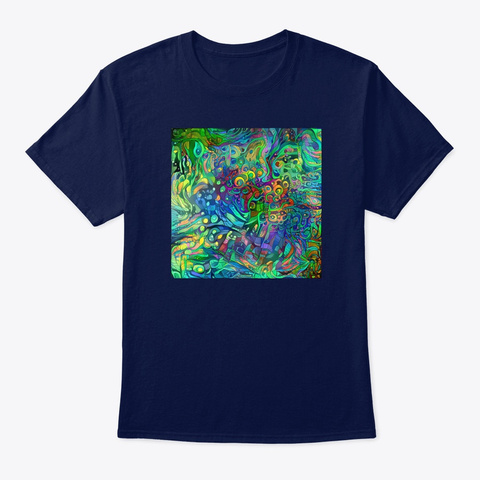 Peacock Swirls Navy T-Shirt Front
