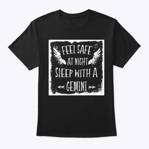 Feel Safe At Night Gemini Tee Black T-Shirt Front