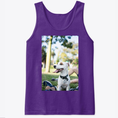 Brown White Dog  Purple T-Shirt Front
