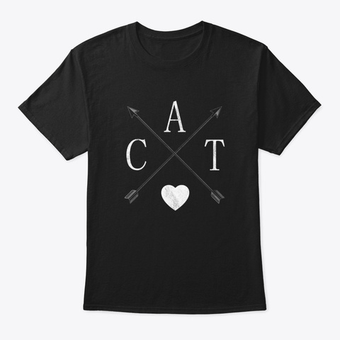 Minimalist Word Cat With Arrows,  Pointe Black T-Shirt Front