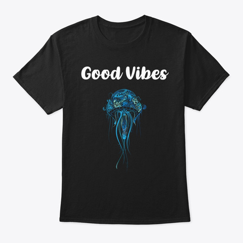 Jellyfish Jelly Fish Ocean Sea V Ibes Art Black T-Shirt Front